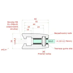 DOPREDAJ! Svorka skla na trubku ø 42,4 mm, sklo 10 - 12,76 mm, AISI 304 DOPREDAJ! Svorka skla na trubku ø 42,4 mm, sklo 10 - 12,76 mm, AISI 304
